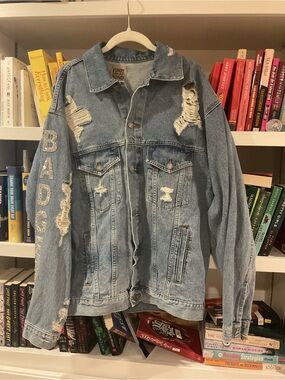 BADGER Light Blue Distressed Denim Jacket - Casual Shirt Jacket